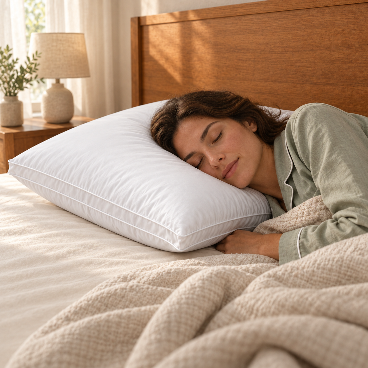 Goose Down Pillow with Cotton Cover