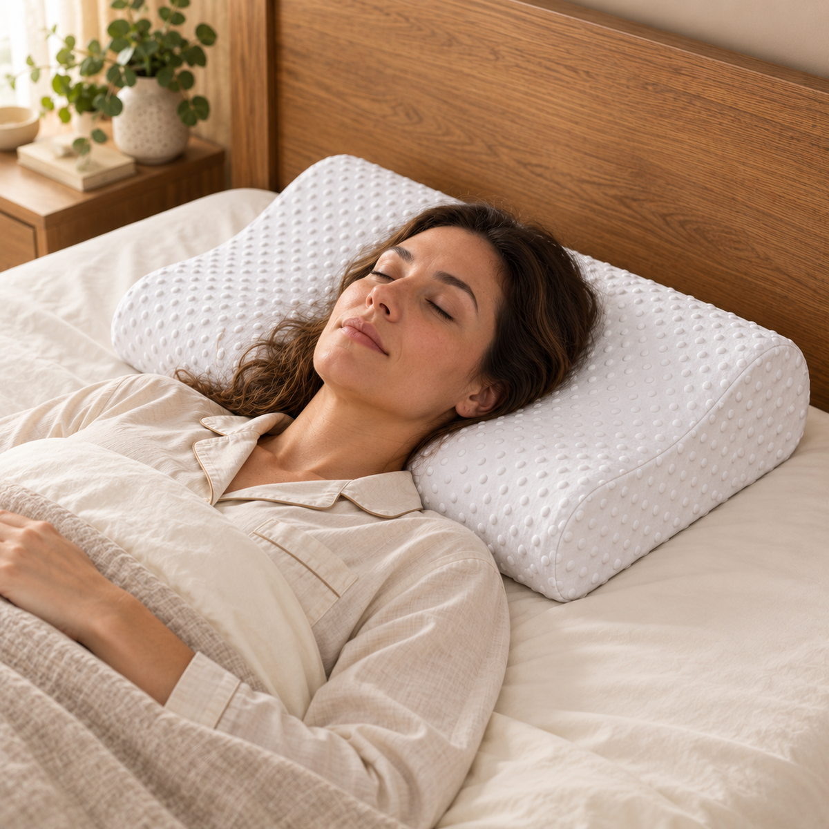 Contoured Memory Foam Pillow with Removable Cover