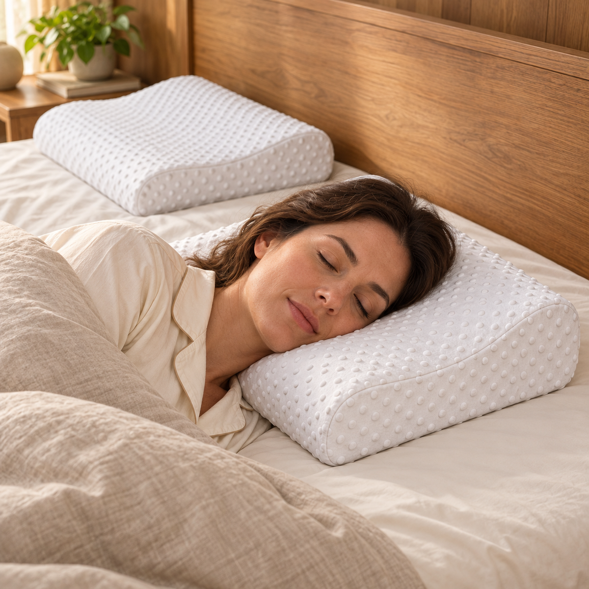 Contoured Memory Foam Pillow with Removable Cover